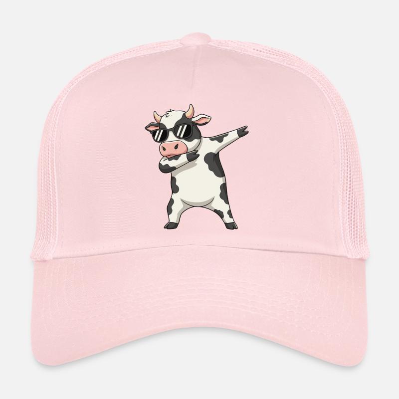 Dessin animé de lunettes de soleil de vache à appétir Casquette trucker 