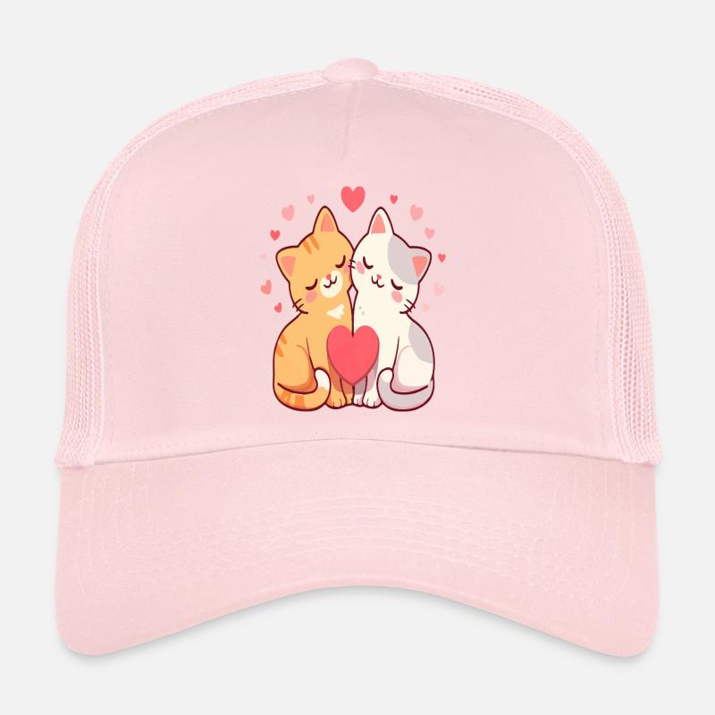 Duo de Chats Kawaii Hearts Casquette trucker 
