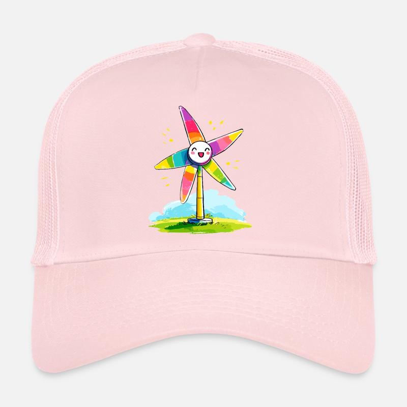 Rainbow Windmill Smile Trucker Cap