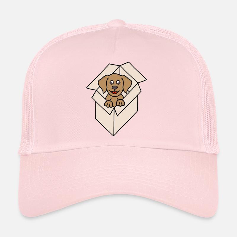 Cuddly dog in a box Trucker Cap