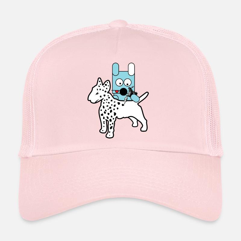 Blauer Bot-Hund mit Spritze - Trucker Cap - Hellrosa