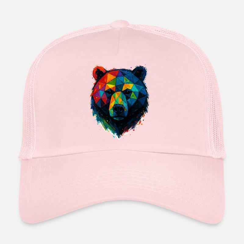Geometric Bear: Colorful Low Poly Style Trucker Cap