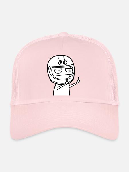 FU Meme with motorcycle helmet (colors can be changed) - Trucker Cap - pale pink - Front
