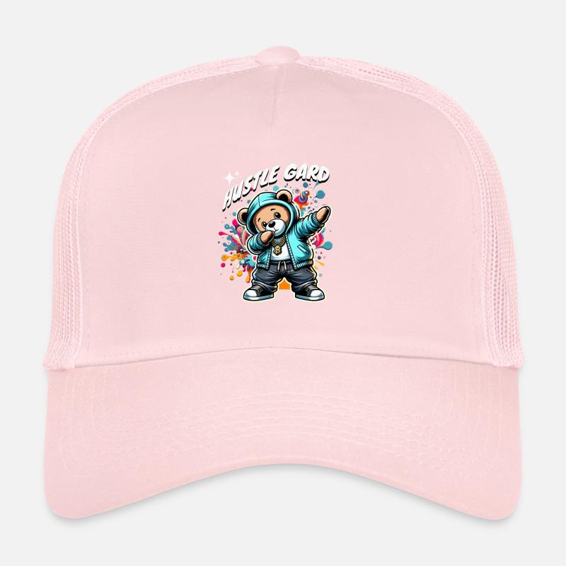 Sweat à capuche graffiti Urban Bear Hustle - Casquette trucker  - rose pâle