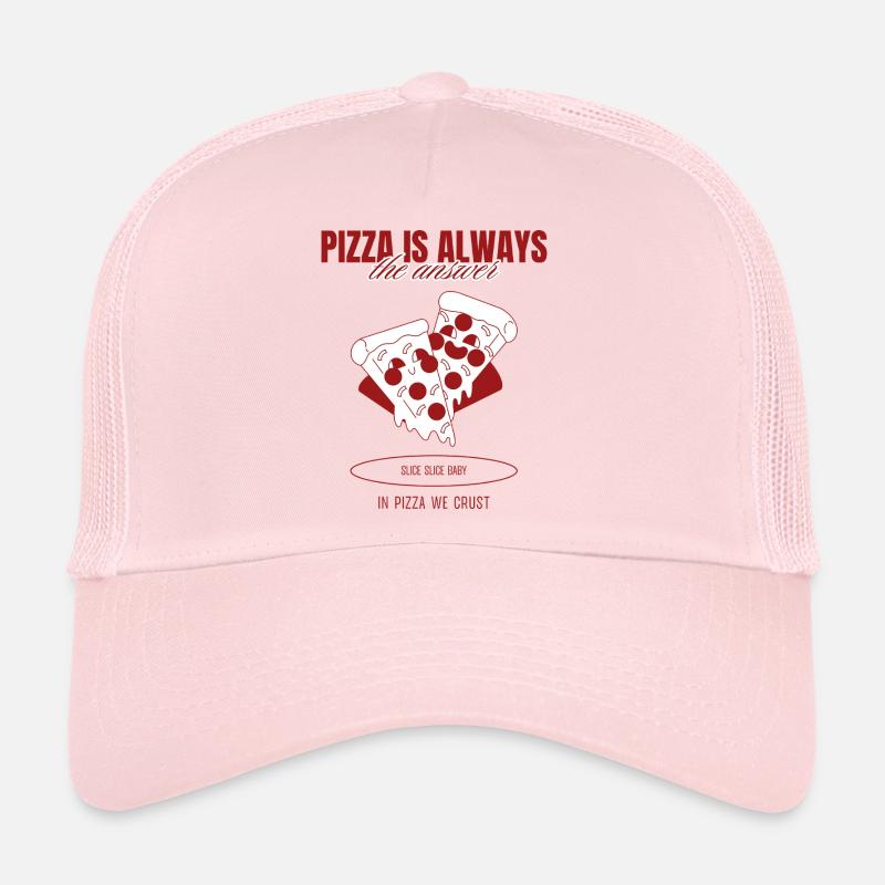 Pizza Is The Answer T-Shirt - Trucker Cap - pale pink