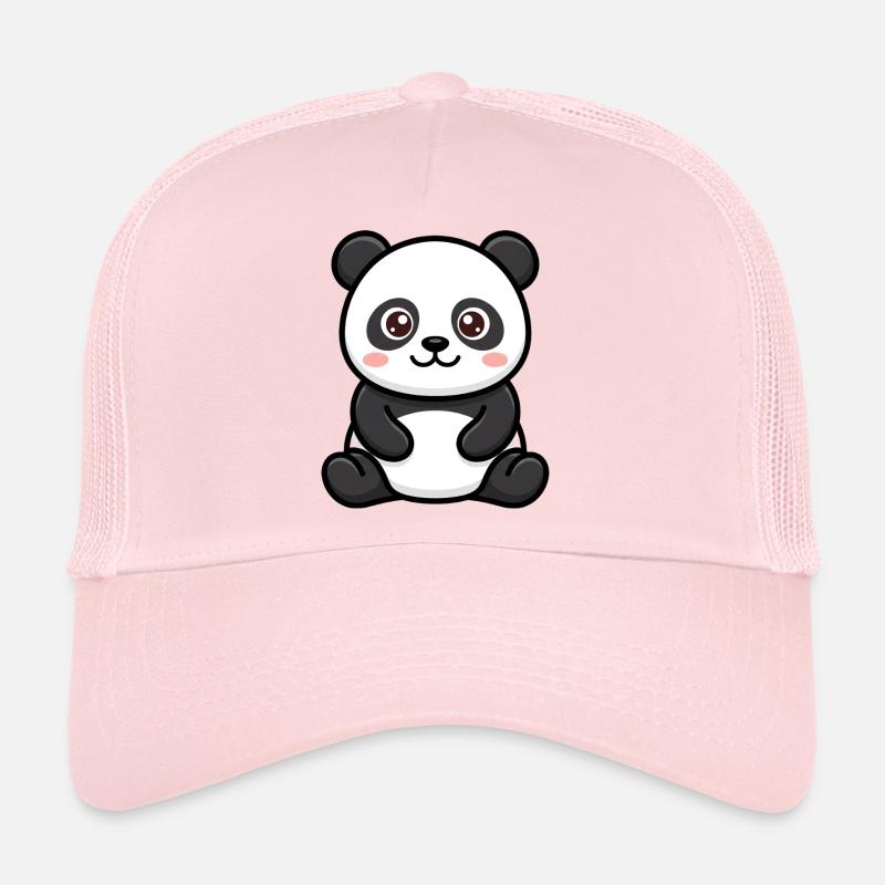 Dessin animé Panda Peluche Kawaii - Casquette trucker  - rose pâle