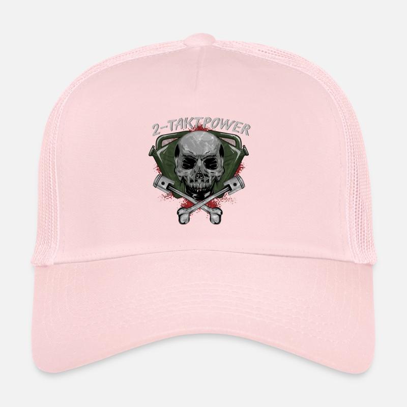 2 stroke power skull skull piston Trucker Cap