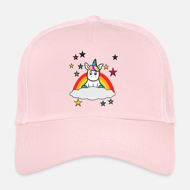 cute unicorn on a cloud with rainbow Trucker Cap