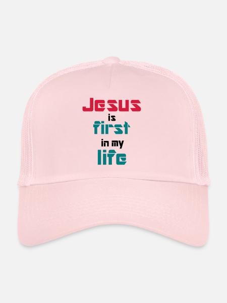 Jesus is first in my life - Trucker Cap - pale pink - Front