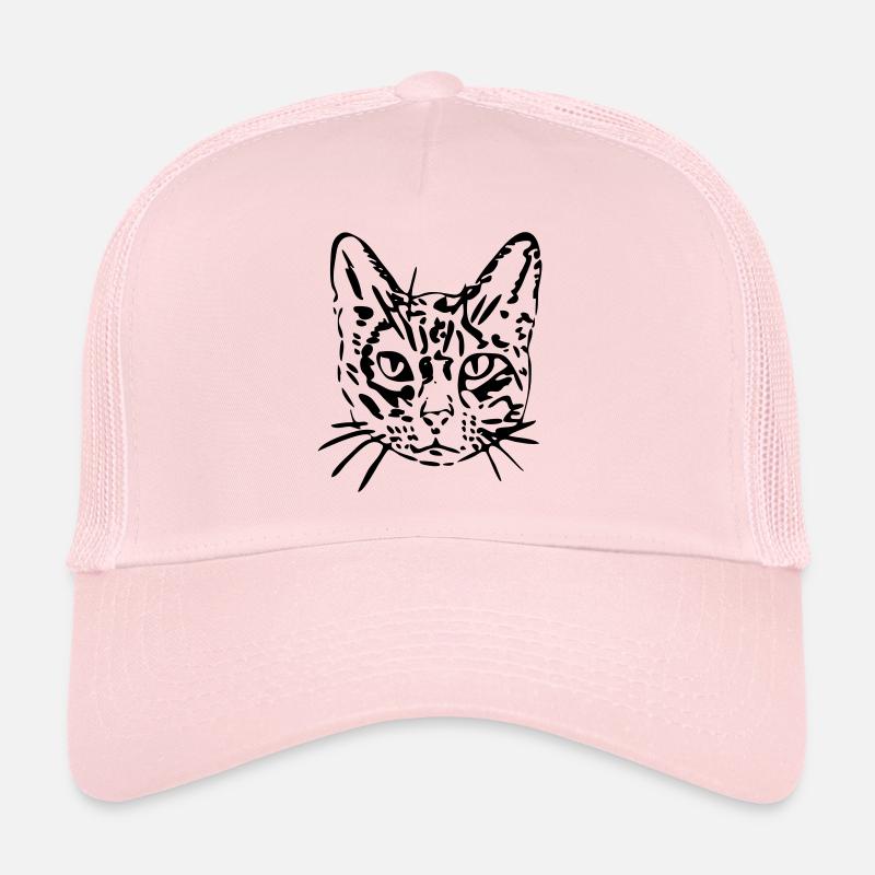 Chat, minou, minou, cadeau, idée cadeau - Casquette trucker  - rose pâle