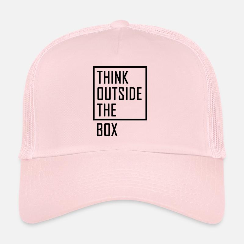 THINK OUTSIDE THE BOX saying quote - Trucker Cap - pale pink