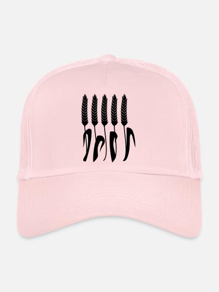 Oreilles de pointe blé / blé (1c) - Casquette trucker  - rose pâle - Devant