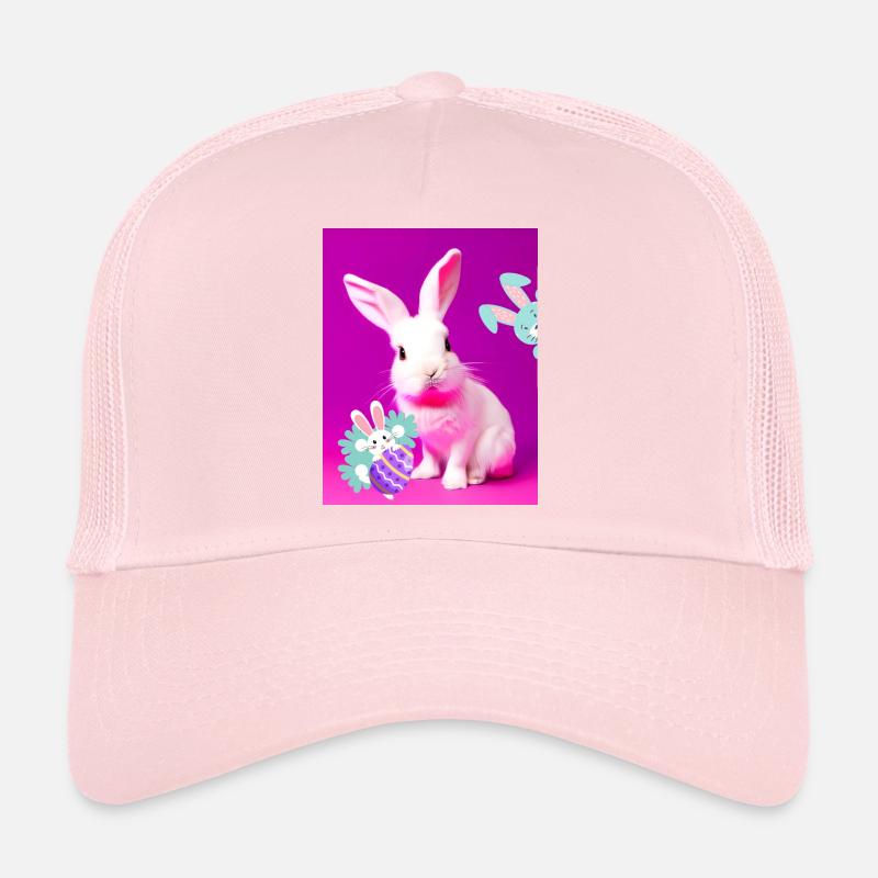 Pink Easter Bunny with Easter Egg Pink Trucker Cap