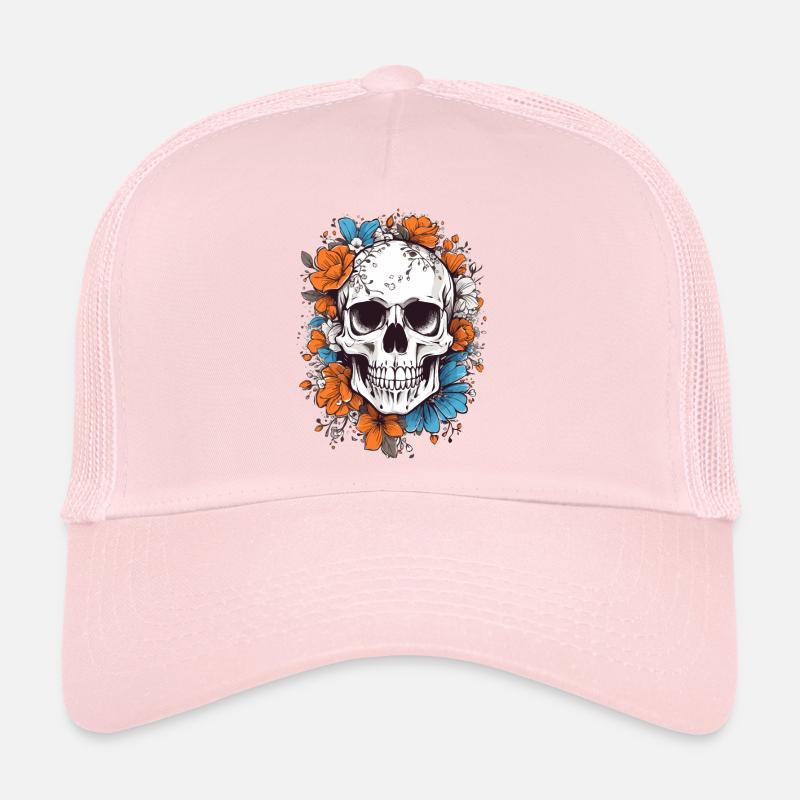 Totenkopf mit Blumen Trucker Cap