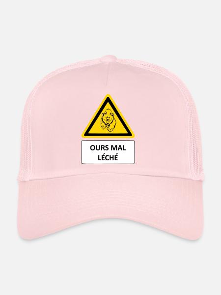 Ours mal léché - Casquette trucker  - rose pâle - Devant
