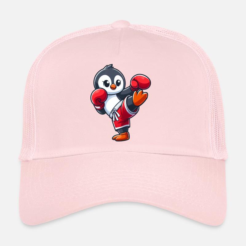 Cool Pingouin Boxer Dessin animé Kickboxer Arts Martiaux Casquette trucker 