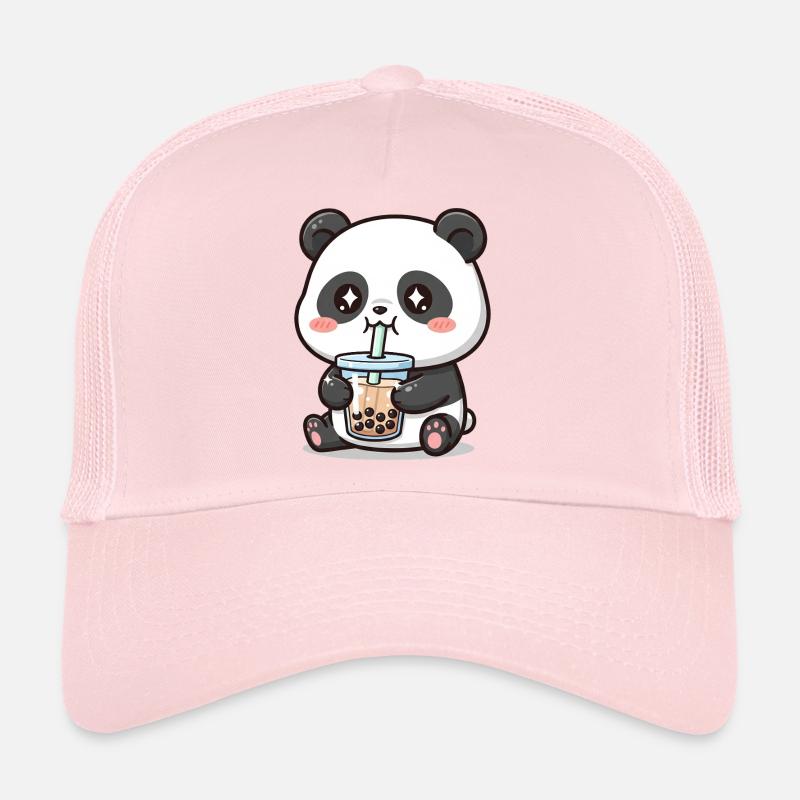 Cuddly panda bear with bubble tea Trucker Cap