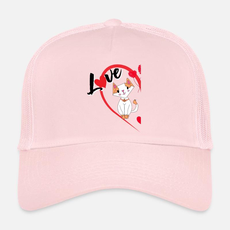Katze mit der Aufschrift Liebe halbes Herz - Trucker Cap - Hellrosa