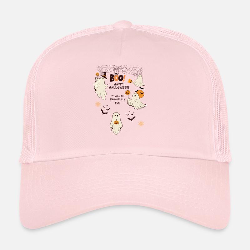 Frightfully Fun Ghosts – Cute Halloween Cartoon  Trucker Cap
