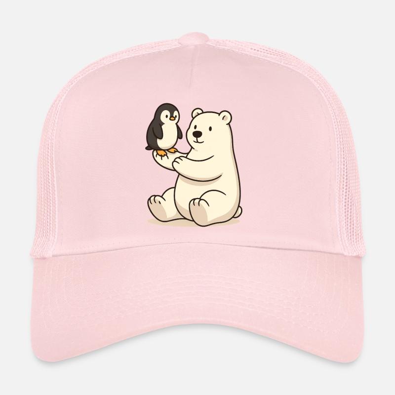 The friendship between polar bear and penguin Trucker Cap