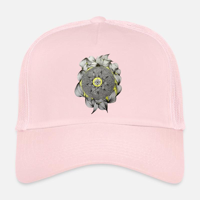 Mandala Flower Magic Yellow Accent Trucker Cap