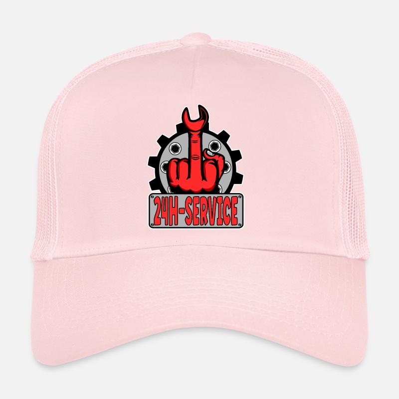 Middle Finger Stinker Finger 24h Service Design Red Trucker Cap