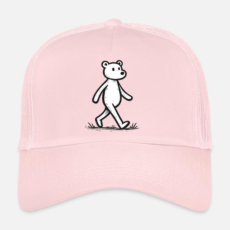 Tracé de lignes de l’ours courant - Casquette trucker  - rose pâle