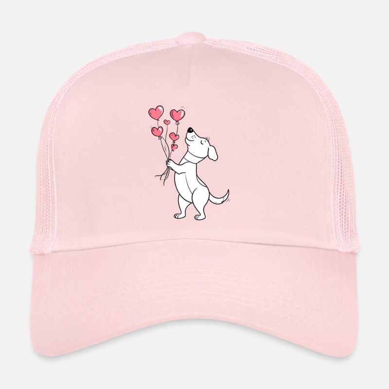 Hund mit Herzluftballons zum Valentinstag Trucker Cap