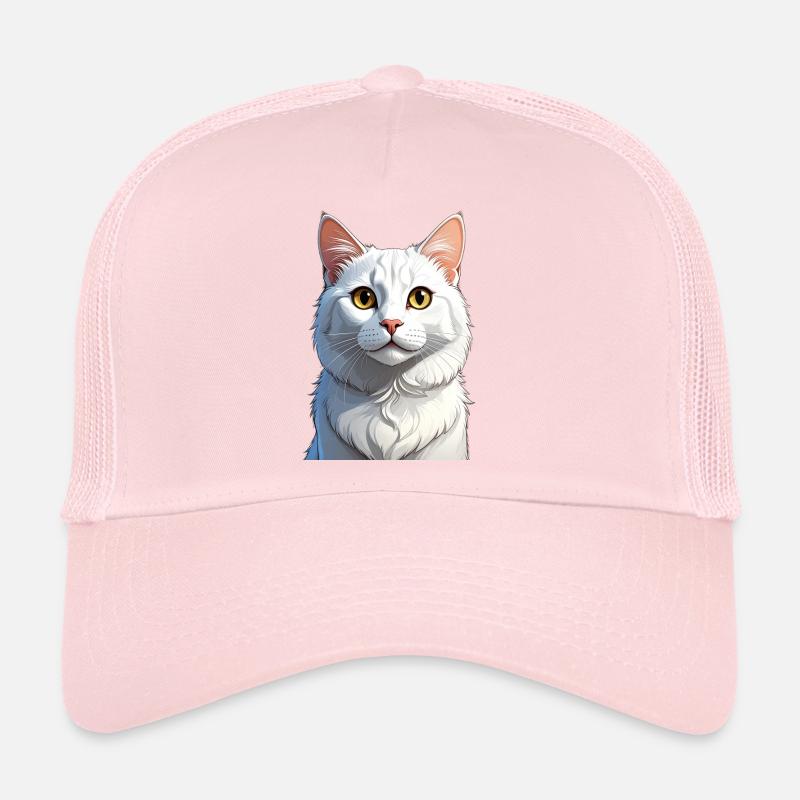 Chat blanc Casquette trucker 