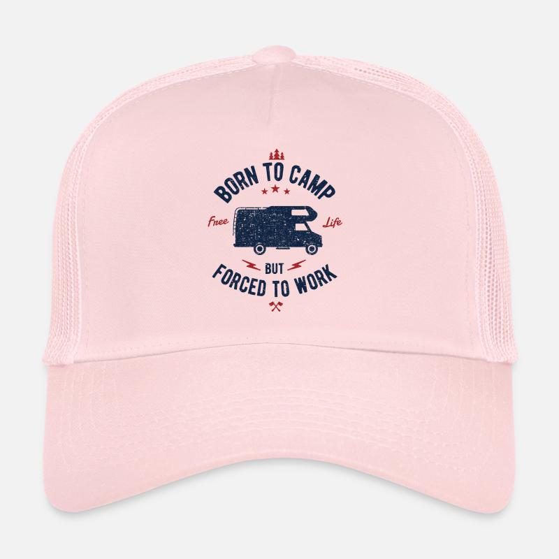 Born to camp - camper camping shirt gift - Trucker Cap - pale pink