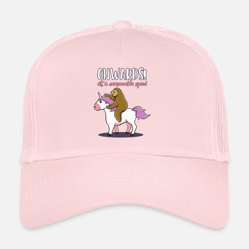 Faultier Einhorn lustig Geschenk witzig Geburtstag - Trucker Cap - Hellrosa