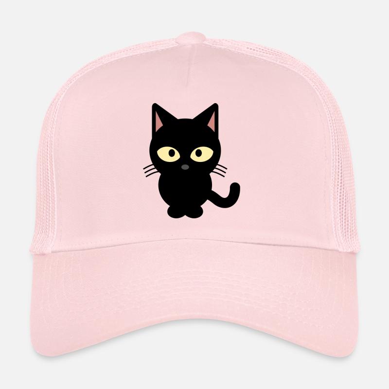 chat noir - Casquette trucker  - rose pâle