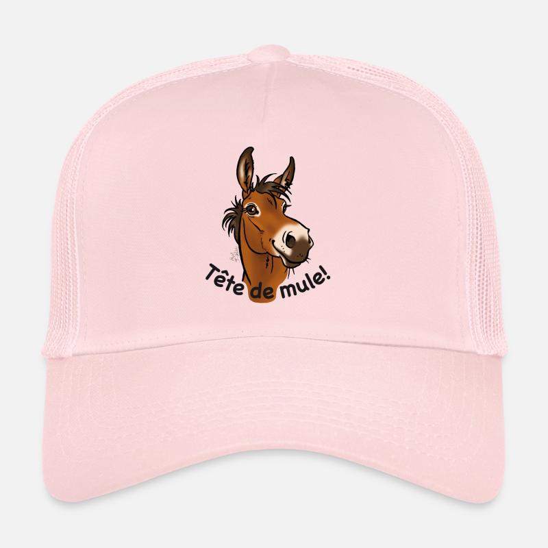 Mule, Tête de mule! (texte noir) - Casquette trucker  - rose pâle