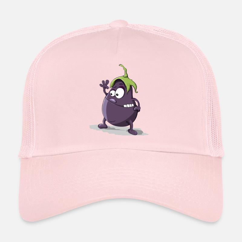 Lustige Aubergine Gemüse mit Gesicht Geschenkiddee - Trucker Cap - Hellrosa
