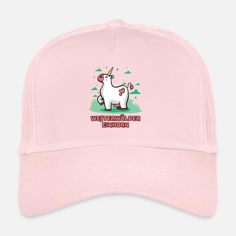 Westerwald Comic Einhorn Kuh Süß Bunt Lustig - Trucker Cap - Hellrosa