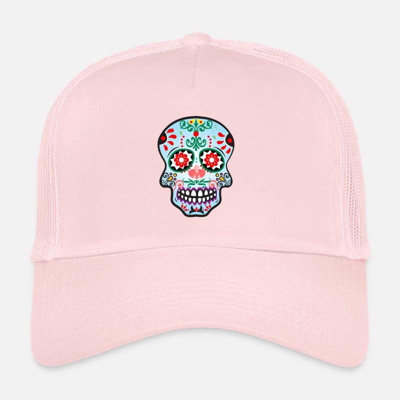 Catrina Schädel Blau - Trucker Cap - Hellrosa