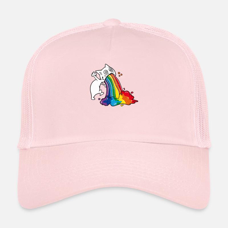 Funny Cat Vomiting Rainbow Gift T-Shirt - Trucker Cap - Hellrosa