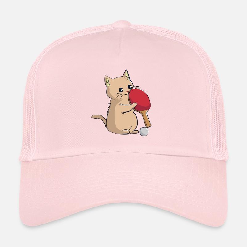 Cat plays table tennis Trucker Cap