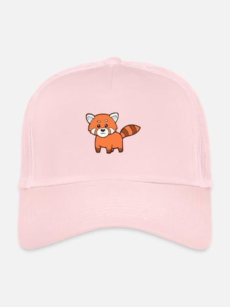 Panda rouge - Casquette trucker  - rose pâle - Devant