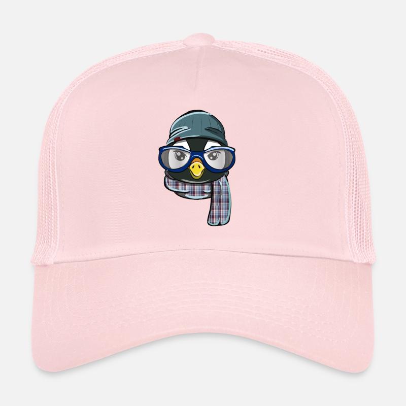 Pingouin hipster - Casquette trucker  - rose pâle