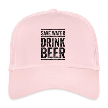 SAVE WATER DRINK BEER Drôle de chemise de bière Cadeau - Casquette trucker  - rose pâle - Devant