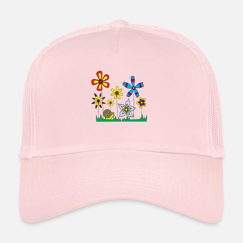 Schnecke auf Blumenwiese - Trucker Cap - Hellrosa