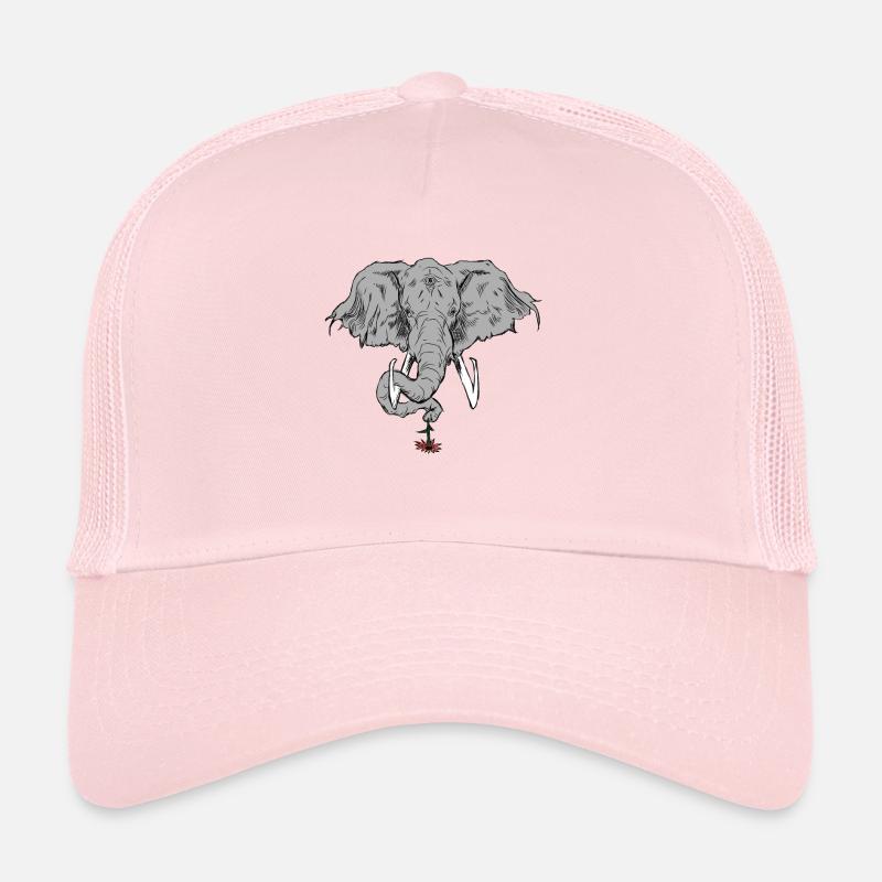 Elephant with three eyes and flower - Trucker Cap - pale pink