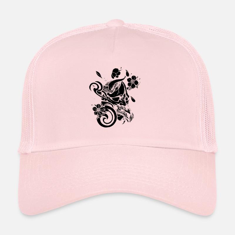 Diable avec des fleurs noires Casquette trucker 