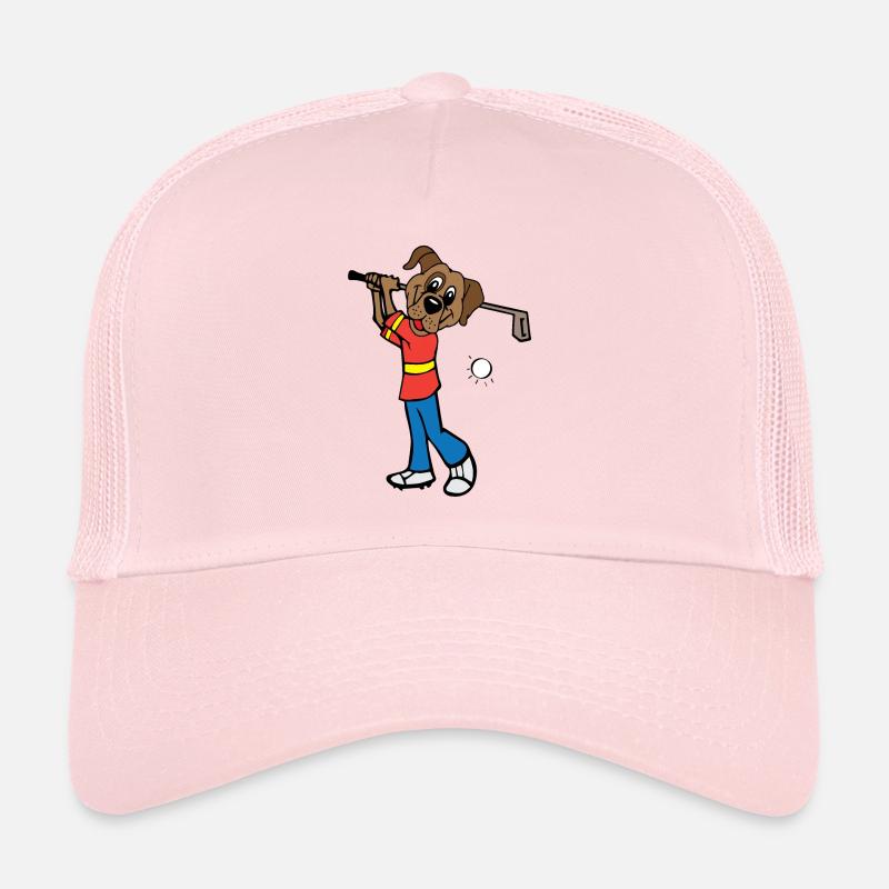 Hund spielt Golf - Trucker Cap - Hellrosa