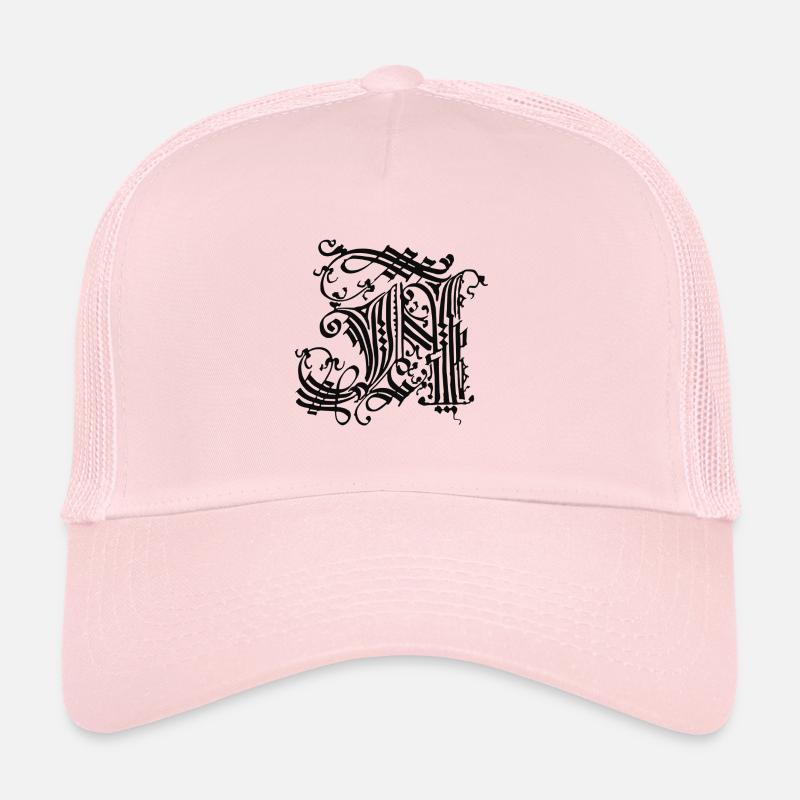 Medieval Core Mittelalter Initialen N Castle Core - Trucker Cap - Hellrosa
