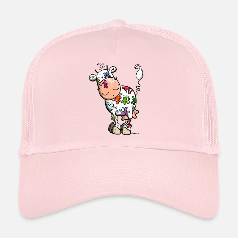 Coloré Vache - Casquette trucker  - rose pâle