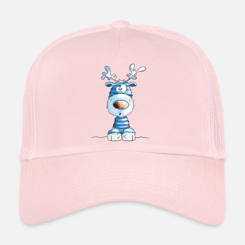 Rennes de Noël bleus par MODARTIS - Casquette trucker  - rose pâle