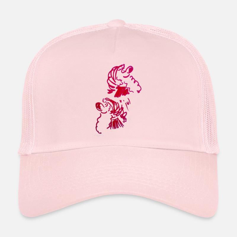 Deux pères Noël dessinés - Casquette trucker - rose pâle