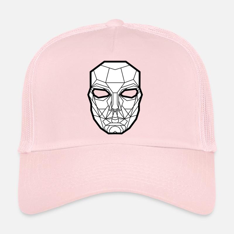 Lignes géométriques de masques faciaux - Casquette trucker  - rose pâle